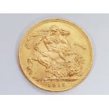 22CT GOLD 1915 FULL SOVEREIGN COIN