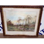 A WATERCOLOUR BY G MOBRAY STUART SHEPHERDESS WITH HER FLOCK SIGNED 26 X 36.5CM
