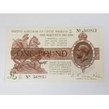 GREAT BRITAIN WARREN FISHER 1 POUND BANKNOTE, T34 ISSUED 1927 CONTROL NOTE, SERIES Z1/87 562813,