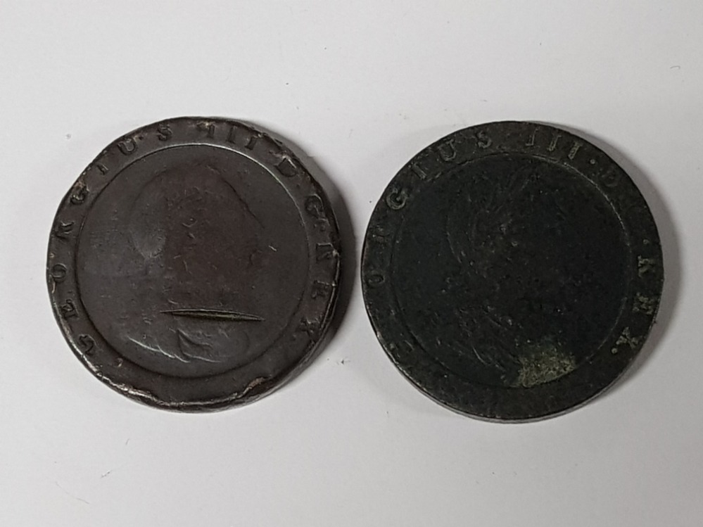 2 GEORGE III CARTWHEEL TWO PENNY COINS - Image 2 of 2