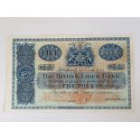 THE BRITISH LINEN BANK FIVE POUNDS BANKNOTE DATED 20-6-1933, SERIES U/5 6/421, PICK 152, PRESSED,