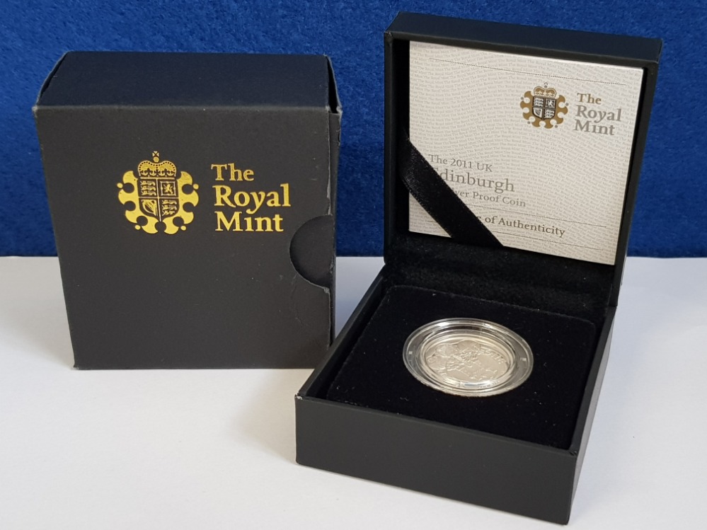 UK ROYAL MINT 2011 ONE POUND EDINBURGH CASTLE SILVER PROOF COIN IN CASE OF ISSUE WITH CERTIFICATE