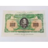 BANK OF ENGLAND, BRITISH WATERLOW AND SONS SPECIMEN PROMOTIONAL NOTE C1924, CONTROL VIGNETTE OF KING