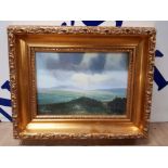 AN OIL PAINTING BY ROBERT RITCHIE NORTHUMBRIAN LANDSCAPE 11.5 X 17CM