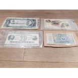 BANKNOTES SWEDEN SKRONOR 1933 DENMARK 1 OKRONER 1936 RUSSIA RUBLE 1937 AND UNITED STATES 5 CENTS ALB