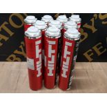 10 LARGE CANS OF HILTI FIRE RATED BACKING FOAM, ALL STILL SEALED, 750ML PER CAN