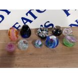 A COLLECTION OF 10 CAITHNESS GLASS PAPERWEIGHTS ALL MARKED