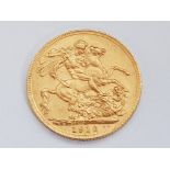 22CT YELLOW GOLD 1912 FULL SOVEREIGN, HALF