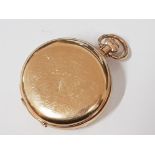 ANTIQUE 1924 GOLD FULL HUNTER POCKET WATCH CASE, 34.9G, CASE ONLY NO MOVEMENT