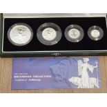UK ROYAL MINT 2001 BRITANNIA SILVER PROOF SET OF 4 COINS IN CASE OF ISSUE WITH CERTIFICATE