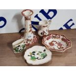5 PIECES OF MASONS CHINA INCLUDES MANDALAY AND IRONSTONE PATTERNS