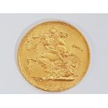 22CT GOLD 1906 FULL SOVEREIGN COIN, STRUCK IN SYDNEY