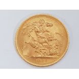 22CT GOLD 1966 FULL SOVEREIGN COIN