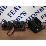 THREE PAIRS OF BINOCULARS MIRANDA 10 X 50 SOLAROSS 9 X 35 AND A SMALLER PAIR ALL CASED