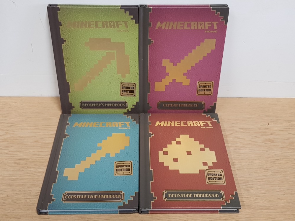 4 OFFICAL MINECRAFT HANDBOOKS INCLUDES BEGINNERS, COMBAT, REDSTONE AND CONSTRUCTION, BRILLIANT GAMER