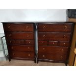 A PAIR OF STAG CHEST OF DRAWERS WITH BRASS HANDLES 82.5 X 112 X 36.5CM
