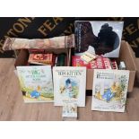 LARGE COLLECTION OF CHARLIE CHAPLIN BOOKS, 8MM MIGHTY MOUSE REEL TAPE, PETER RABBIT BOOKS WITH