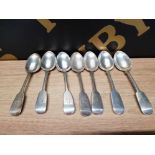 SIX VICTORIAN SILVER DESSERT SPOONS MAKERS MARK SS LONDON 1875 TOGETHER WITH ANOTHER ALL