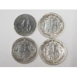 4 EDWARD VII SILVER COINS INCLUDES 1 EARLY 1900S TWO SHILLING COIN AND 3 HALF CROWNS DATED 1906,