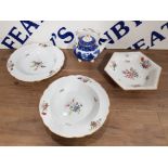TWO EARLY 19TH CENTURY SPODE SOUP BOWL AND OCTAGONAL DISH NO 1918 TOGETHER WITH A VICTORIAN GEORGE