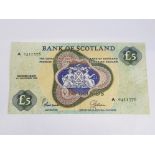 BANK OF SCOTLAND 5 POUNDS BANKNOTE, DATED 2-2-1967 SERIES A0411576, PICK 110A, GOOD FINE
