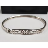 BOXED SILVER RENNIE MACKINTOSH BANGLE 7.2G