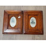 TWO ANTIQUE PORTRAIT PHOTOGRAPHS DISPLAYED IN FANTASTIC INLAID FRAMES