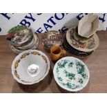 CERAMICS TO INCLUDE TWO TRANSFER PRINTED BOWLS DECORATED BY LOUISE LIDDELL OF NORTHUMBRIA COLLECTORS