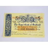 ROYAL BANK OF SCOTLAND 5 POUNDS BANKNOTE DATED 2-11-1964, SERIES H1627-5263, PICK 326A, VF