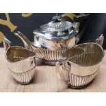 SILVER PLATED 3 PIECE REEDED DESIGN TEA SET