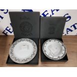 VERSACE FOR ROSENTHAL IKARUS MARQUERETIE PATTERN DINNER PLATE AND MARQUETERIE SOUP BOWL BOTH WITH