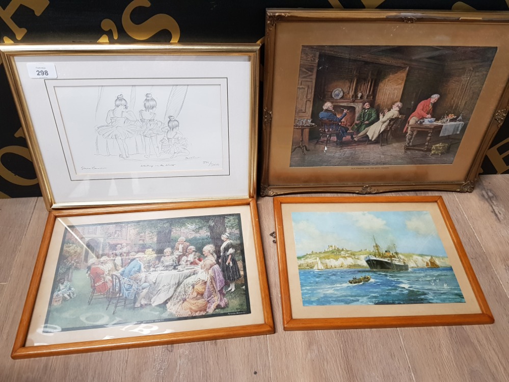 4 MIXED PICTURES INCLUDING PENCIL DRAWING LIMITED EDITION PRINT BY STEVE O CONNELL ETC