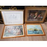 4 MIXED PICTURES INCLUDING PENCIL DRAWING LIMITED EDITION PRINT BY STEVE O CONNELL ETC