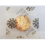 OFFICIAL 2012 DIAMOND JUBILEE 22CT GOLD SOVEREIGN COIN, UNCIRCULATED AND IN PERFECT CONDITION