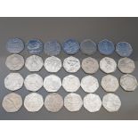 27 DIFFERENT UK 50P COINS ALL COMMEMORATIVE ISSUES IN NICE CONDITION