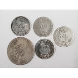 GEORGE III AND IV SILVER COINS INCLUDES 1817 HALF CROWN AND 1826 SHILLING PLUS 3 MORE SHILLINGS