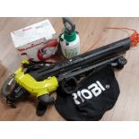 RYOBI 300W GARDEN VAC TOGETHER WITH GARDEN SPRAYER AND BOXED MOULIMEX MEAT GRINDER