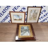 THREE WATERCOLOURS BY JOHN JOYCE PAULA PEARS AND HEMPER ALL SIGNED ONE IN ANTIQUE ROSEWOOD FRAME