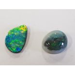 TWO BLACK OPAL DOUBLETS