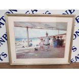 A COLOUR PRINT AFTER PAUL-MICHEL DUPUY MOTHER AND DAUGHTER AT THE SEASIDE 48.5 X 66.5CM