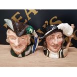 2 LARGE VINTAGE ROYAL DOULTON CHARACTER JUGS, ATHOS AND ROBIN HOOD