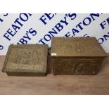 2 BRASS COAL BOXES