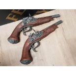 2 LARGE REPLICA FLINTLOCK PISTOLS