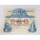 ROYAL BANK OF SCOTLAND 1 POUND BANKNOTE DATED 25-11-1925, SERIES L354-315, PICK 316E, ABOUT EF