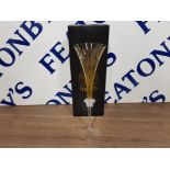 VERSACE FOR ROSENTHAL AN AMBER GLASS CHAMPAGNE FLUTE IN ORIGINAL BOX