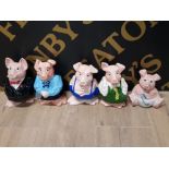 SET OF 5 NATWEST PIGS IN EXCELLENT CONDITION WITH STOPPERS