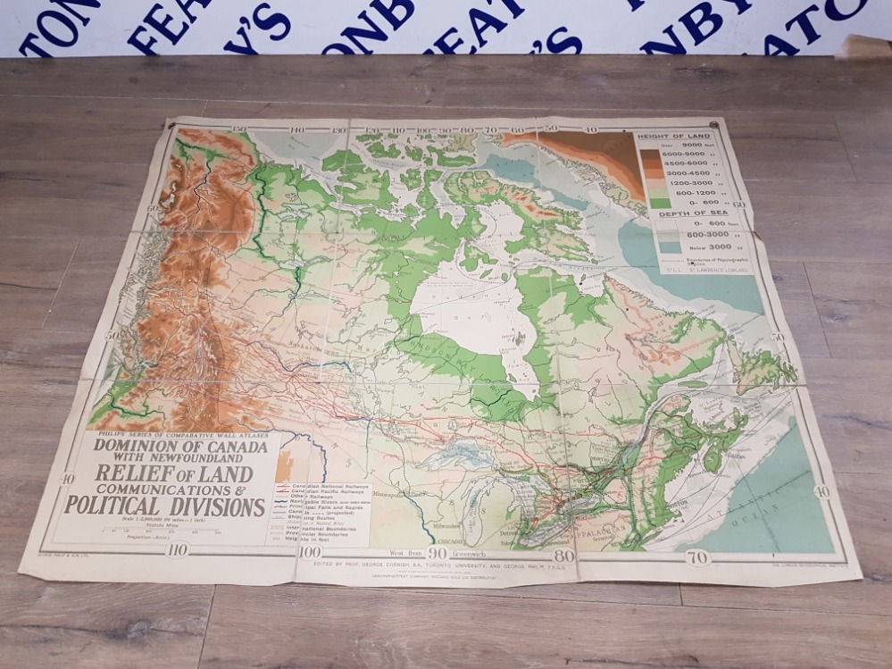 A WWII MAP OF CANADA BY GEORGE PHILIP AND SON LIMITED LONDON 91 X 112CM