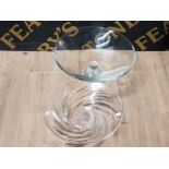 HEAVY CUT FOOTED CRYSTAL CENTRE BOWL TOGETHER WITH A CUT CRYSTAL AND CUT FOOTED COMPOTE