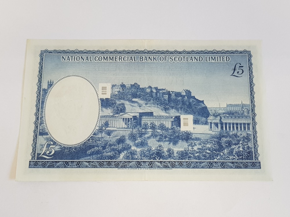 NATIONAL COMMERCIAL BANK OF SCOTLAND 5 POUNDS BANKNOTE DATED 4-1-1966, LAST SERIES N, PICK 272A, EF - Image 2 of 2