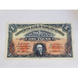 COMMERCIAL BANK OF SCOTLAND 1 POUND BANKNOTE 4-6-1941, SERIES A/25, LAST FRACTIONAL SERIES, PICK